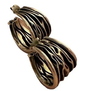 925 sterling silver hoop earrings wave-like texture high-contrast finish Vintage